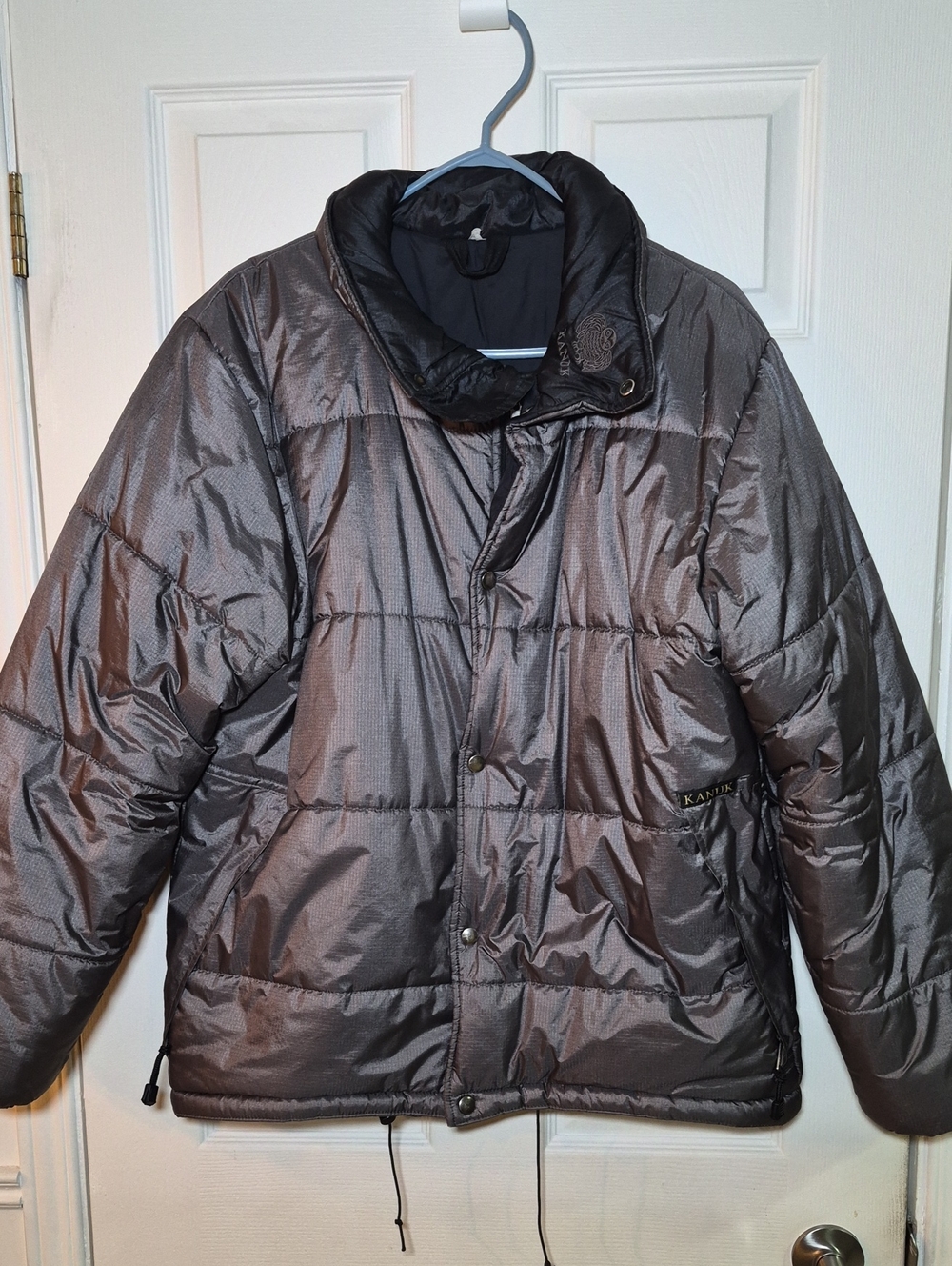 Kanuk Men's Metallic Gray Quilted Puffer Jacket - Insulated Winter Coat
